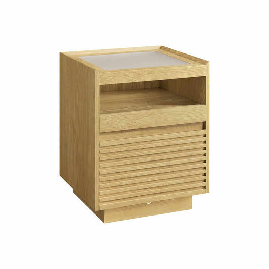 Nachttisch mit LED-Beleuchtung und ausziehbarer Ablage