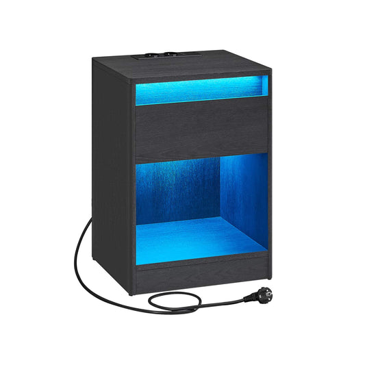 Nachttisch mit LED-Beleuchtung modern aschschwarz