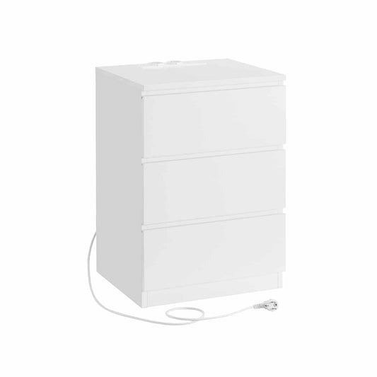 Beistelltisch 2 AC-Steckdosen Schlafzimmer wolkenweiß