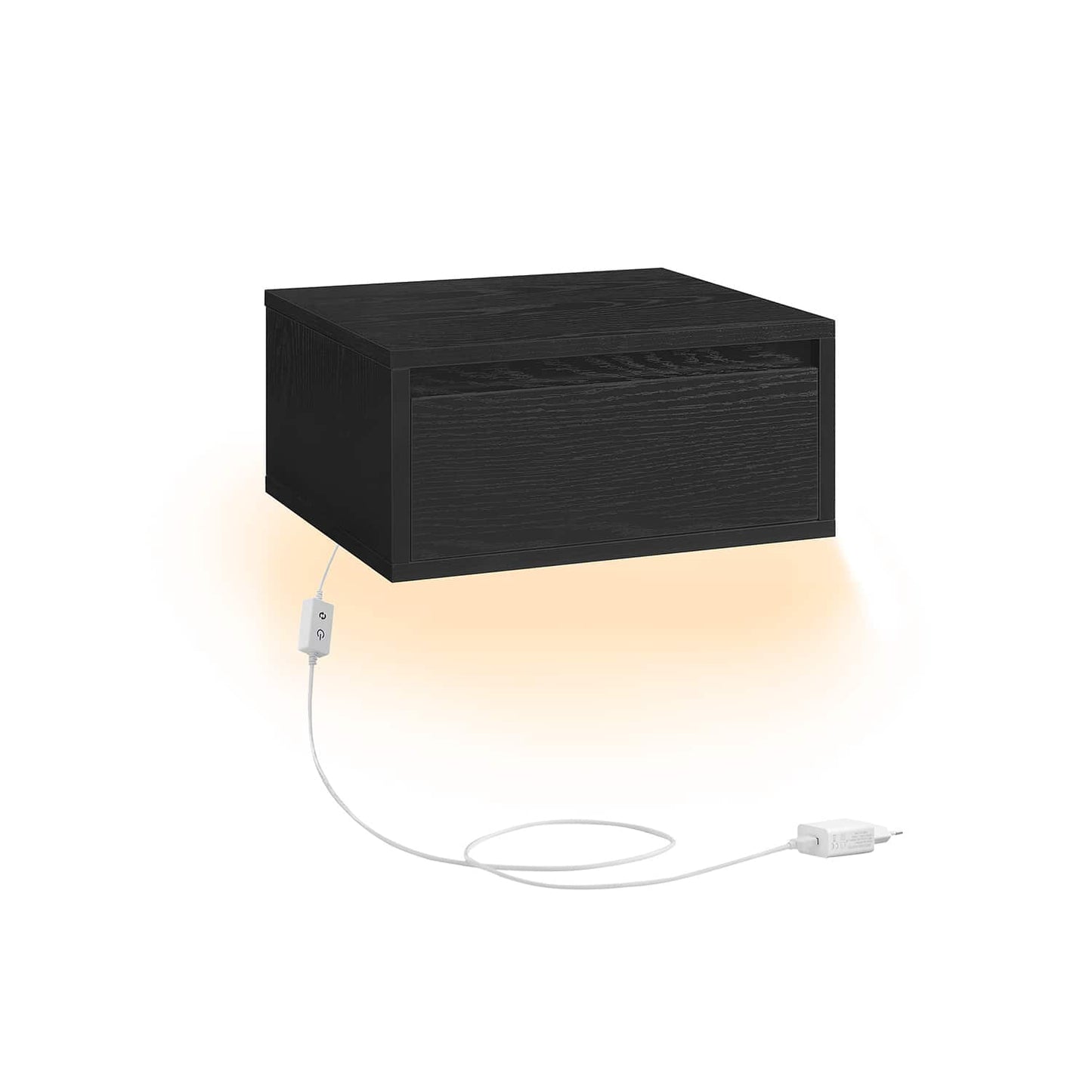 Nachttisch hängend mit Leuchten in 3 Farben ebenholzschwarz