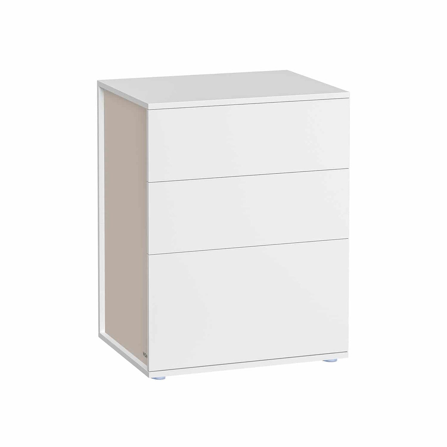 Nachttisch mit 3 Schubladen mattweiß-cappuccinobeige