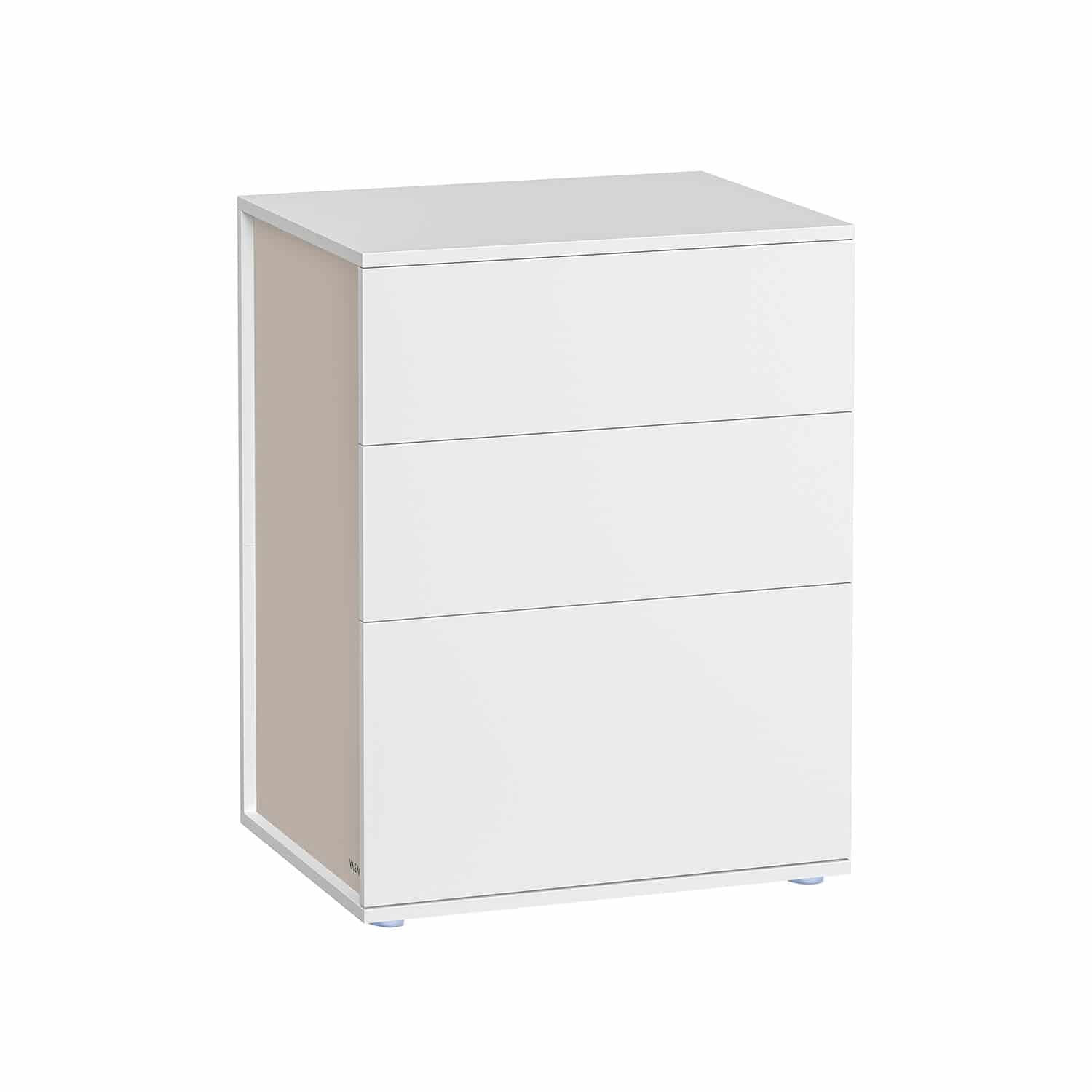 Nachttisch mit 3 Schubladen mattweiß-cappuccinobeige