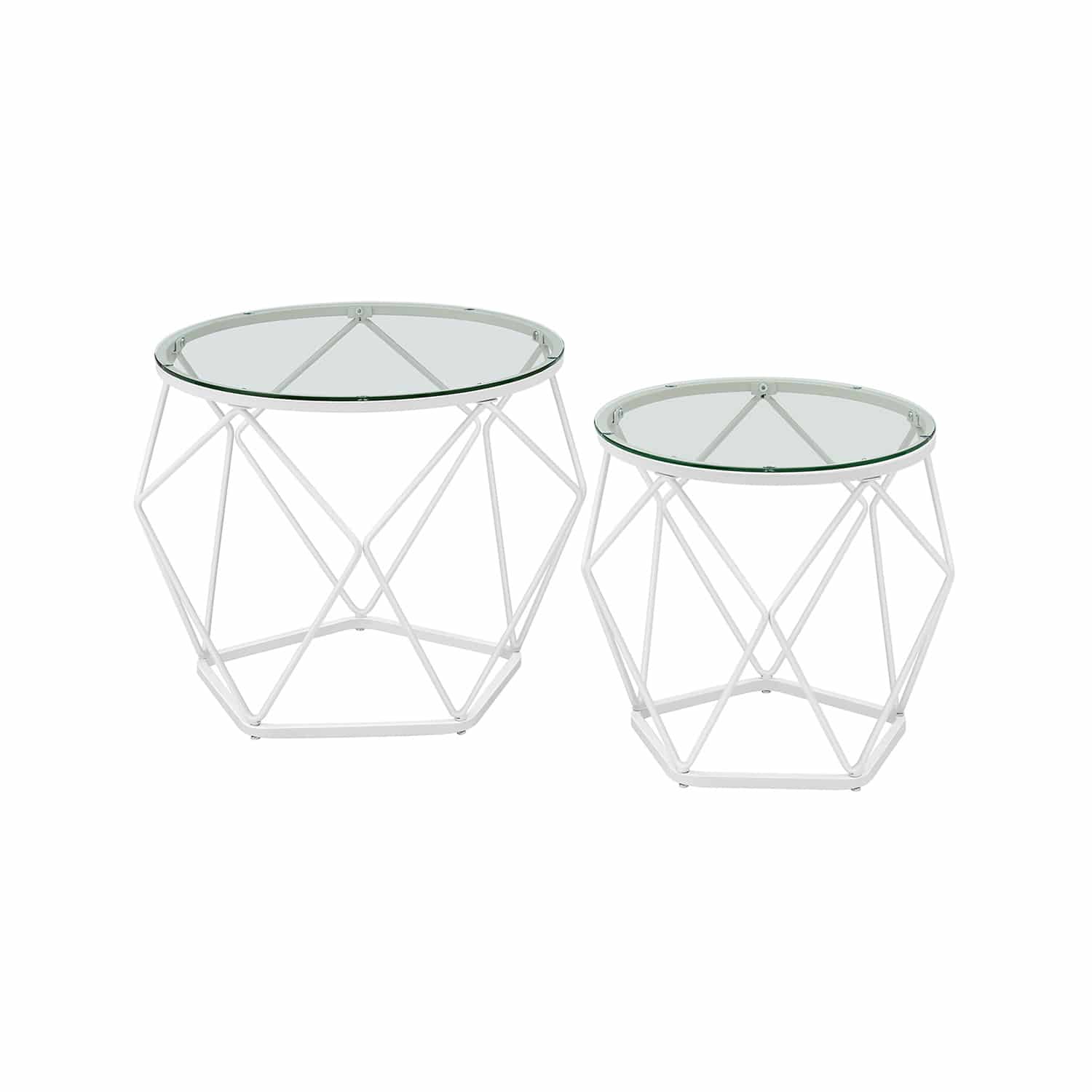 Wohnzimmertisch 2er Set modern transparent-wolkenweiß