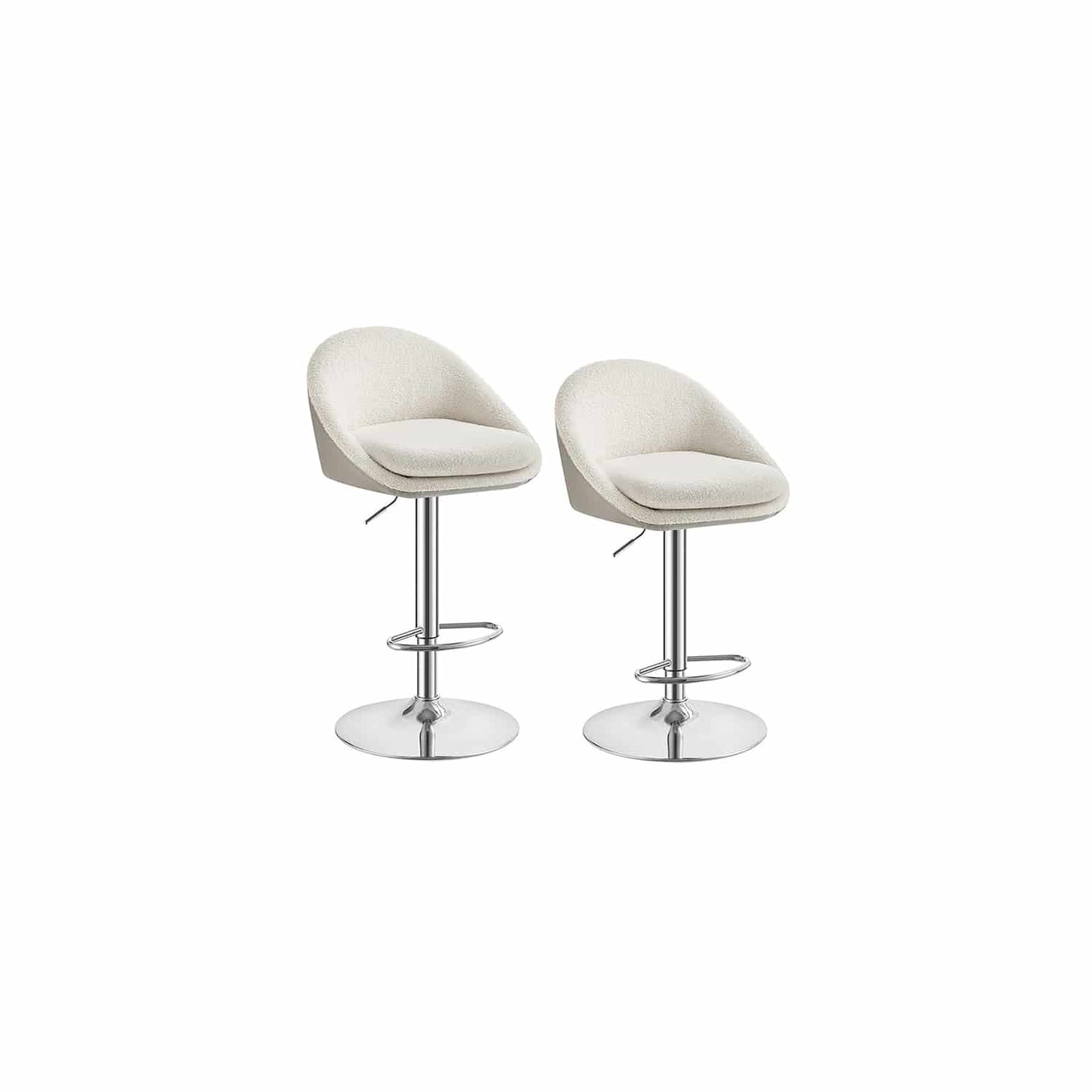 Barhocker 2er Set höhenverstellbar cremeweiß-Silbergrau