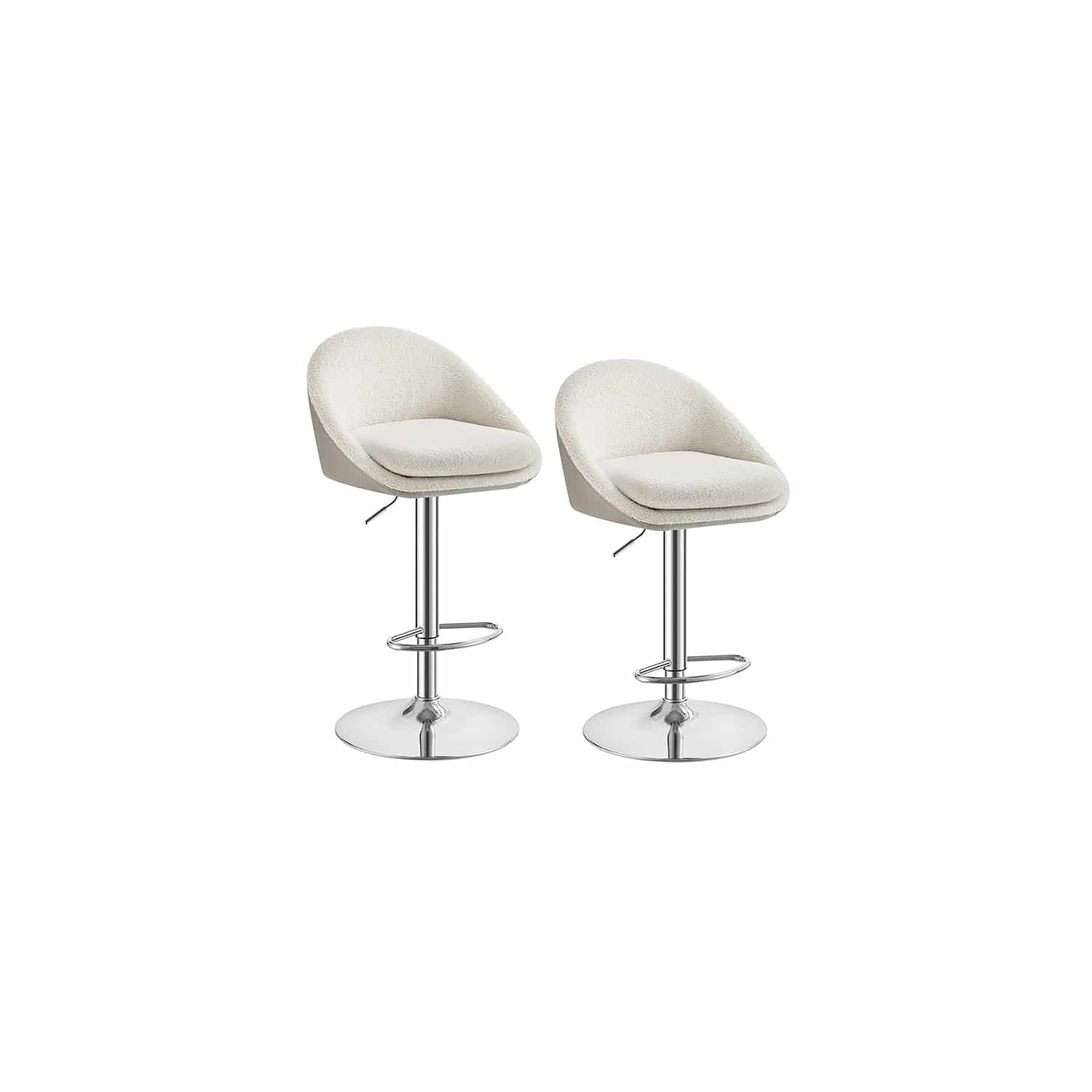Barhocker 2er Set höhenverstellbar cremeweiß-Silbergrau