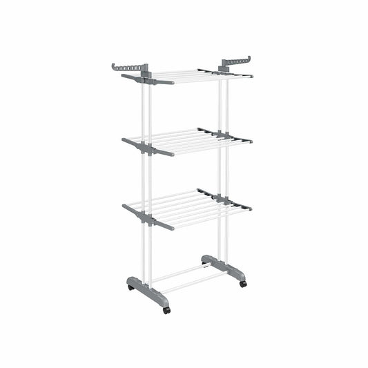 Wäscheständer 4 Ebenen mit klappbaren Flügeln und Rollen weiß