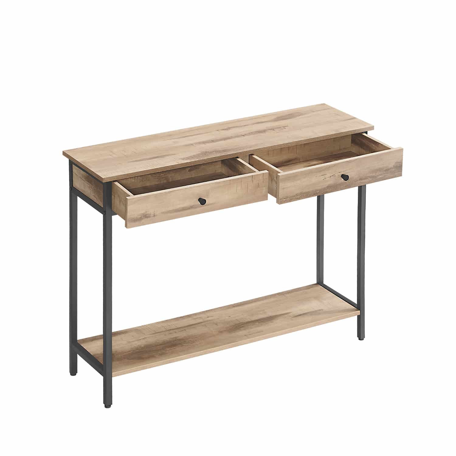 Konsolentisch mit 2 Schubladen kamelbraun-tintenschwarz