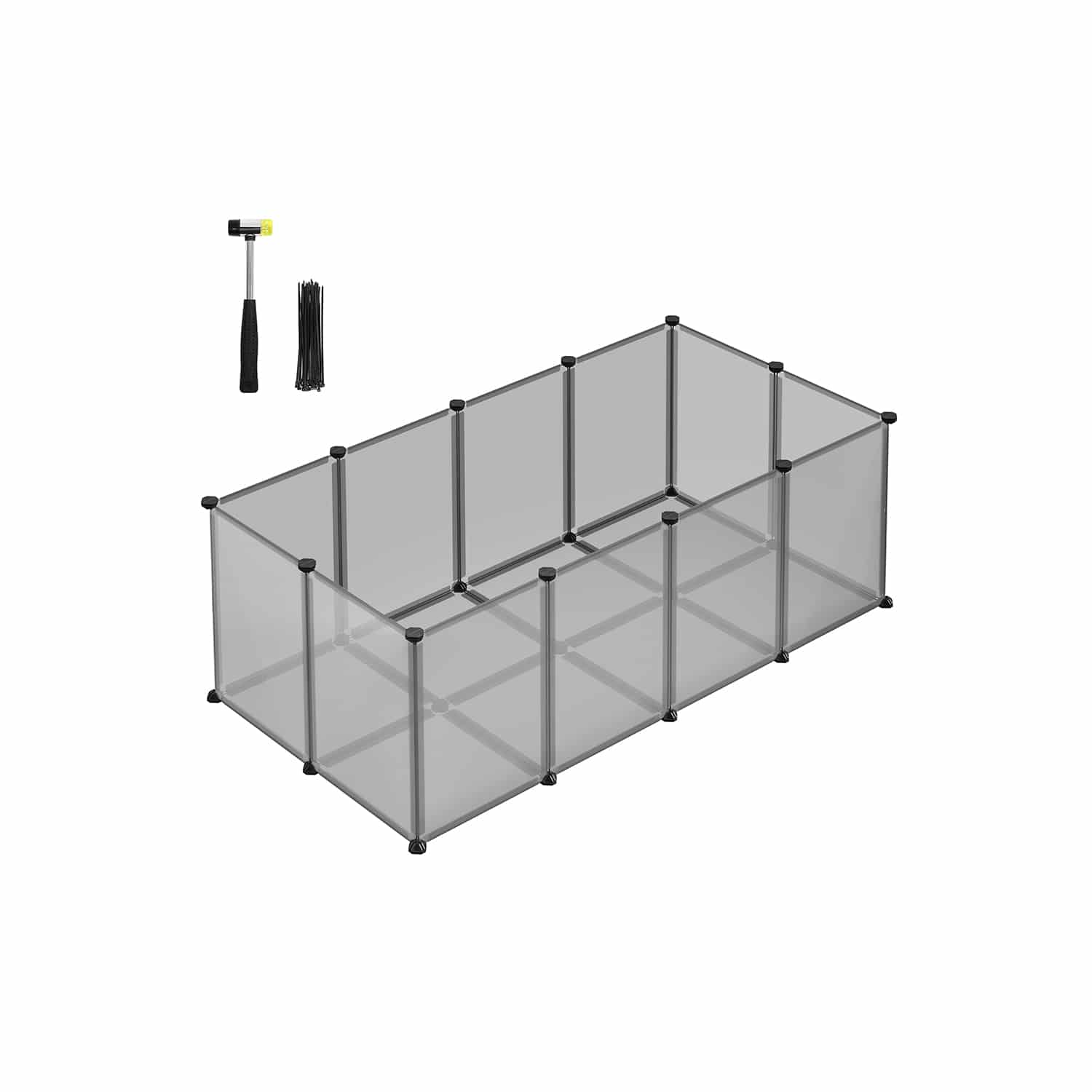 Freigehege mit Bodenplatten aus Kunststoff grau