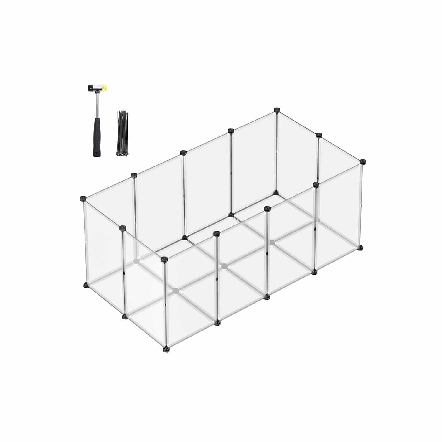 Freigehege mit Bodenplatten Kunststoff grau