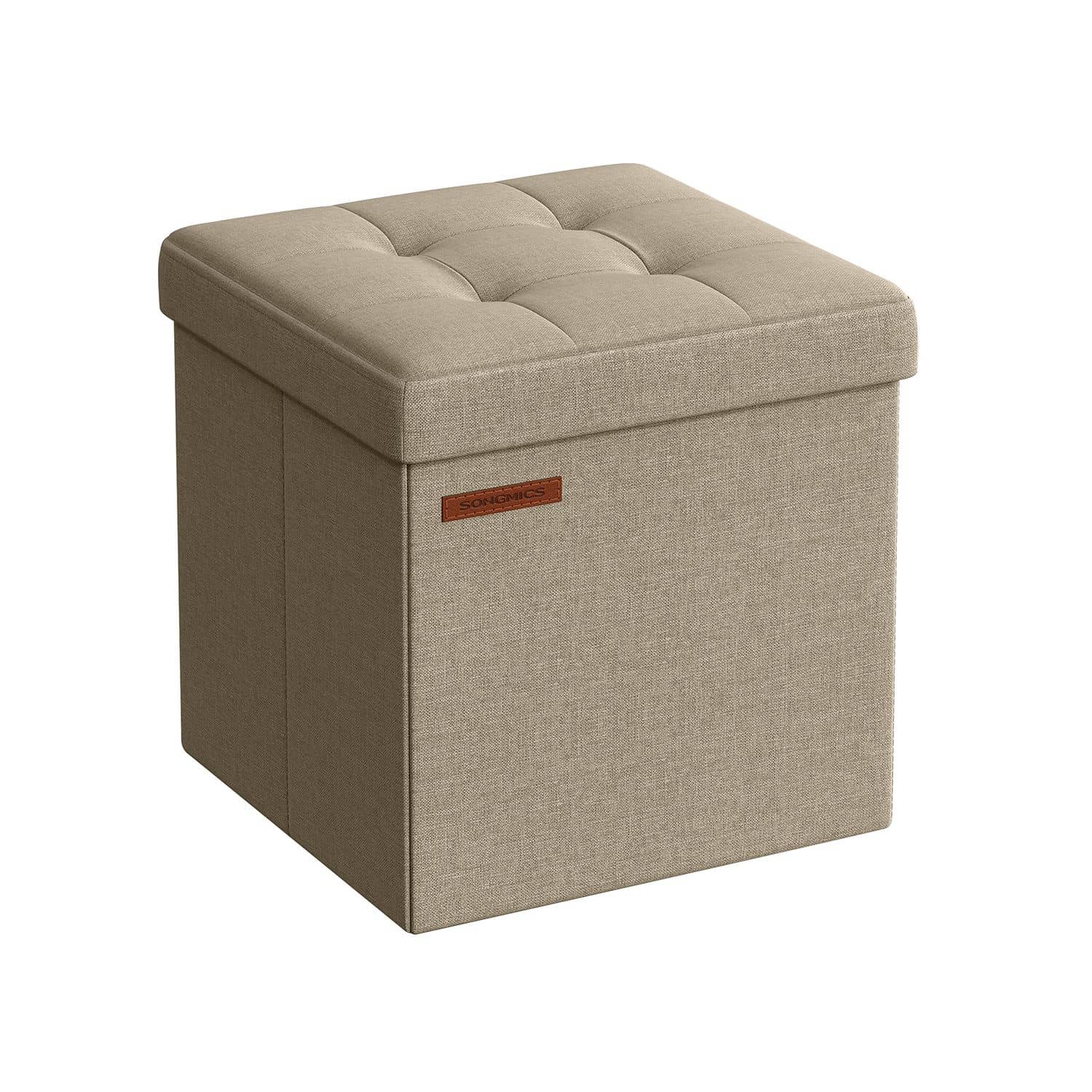 Klappbarer Sitzhocker mit Stauraum 30 x 30 cm kamelbraun