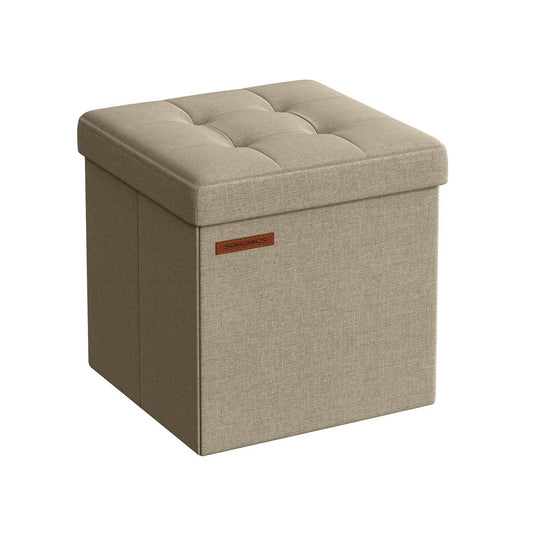 Klappbarer Sitzhocker mit Stauraum 30 x 30 cm kamelbraun