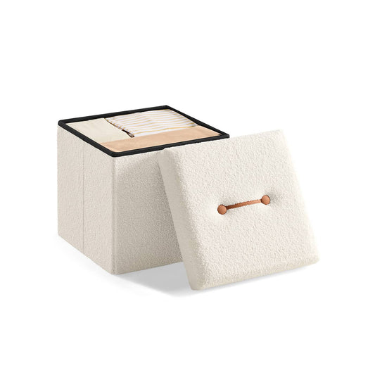 Hocker mit Stauraum 38 x 38 x 38 cm cremeweiß