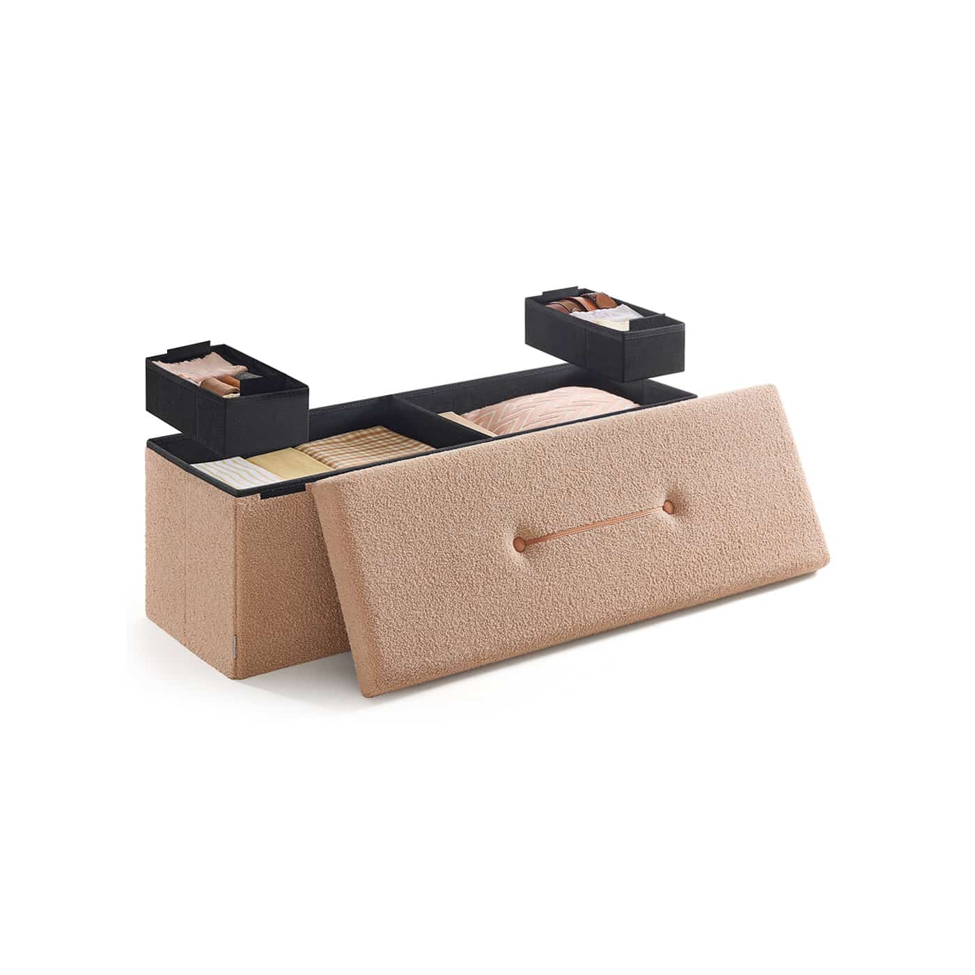 Hocker mit Stauraum 38 x 110 x 38 cm kamelbraun