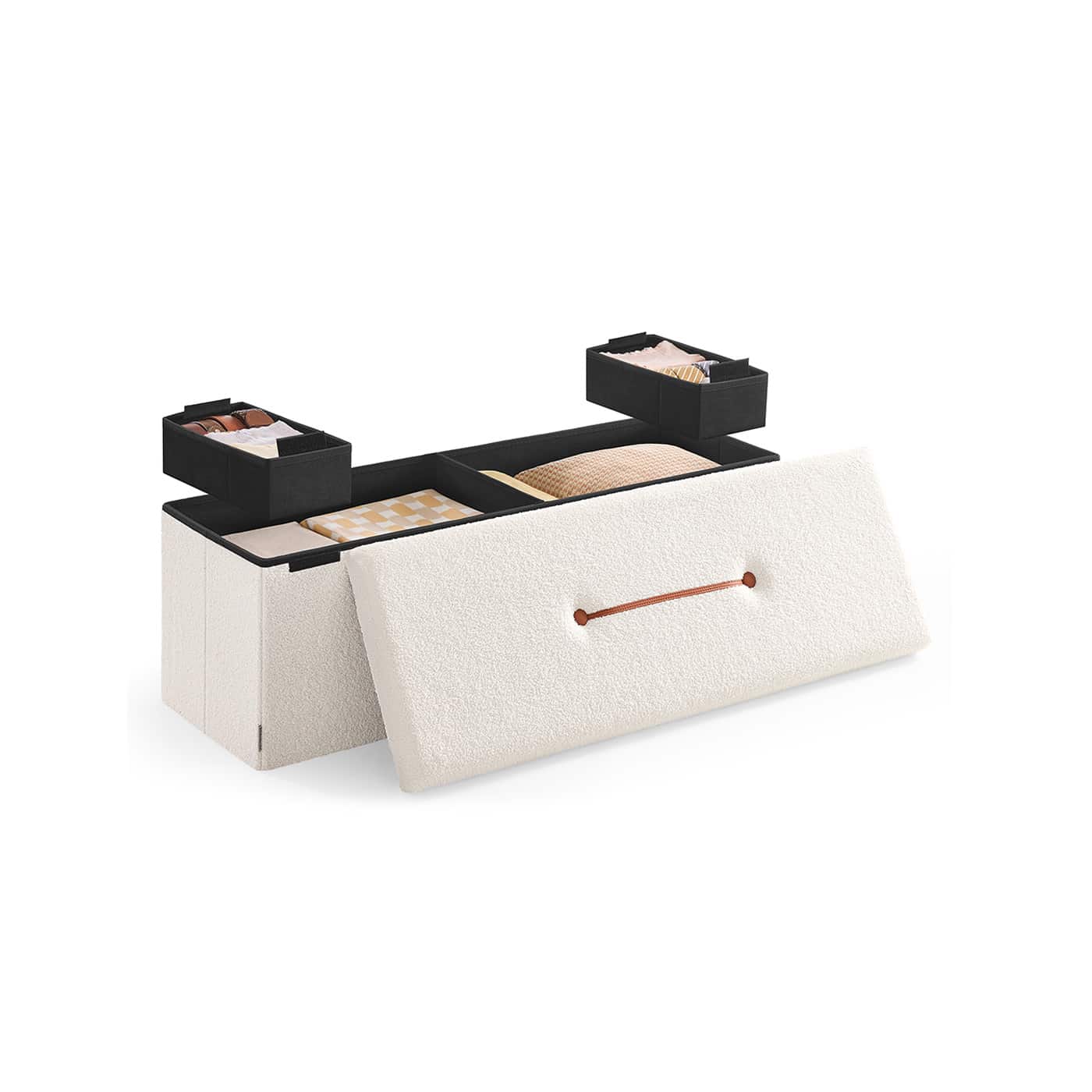 Hocker mit Stauraum 38 x 110 x 38 cm cremeweiß