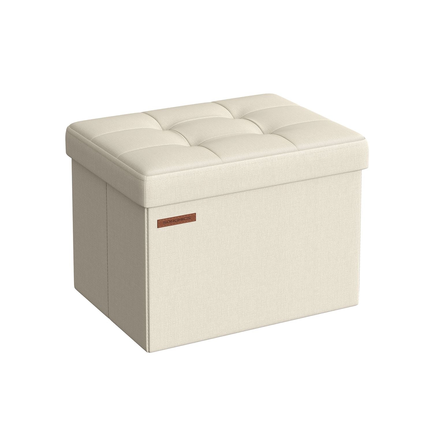 Klappbarer Sitzhocker mit Stauraum 31 x 41 cm cremeweiß