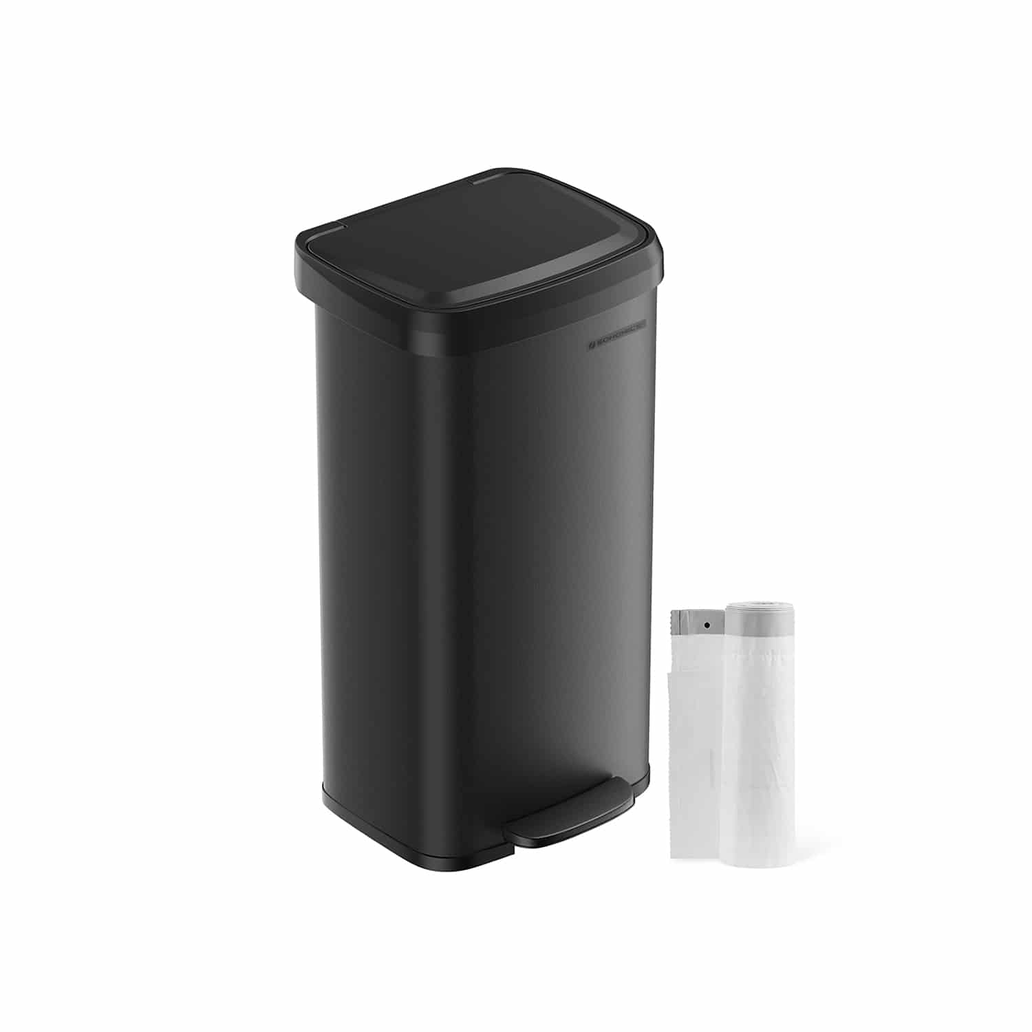 Mülleimer Küche 68 Liter aus Metall mit Deckel schwarz