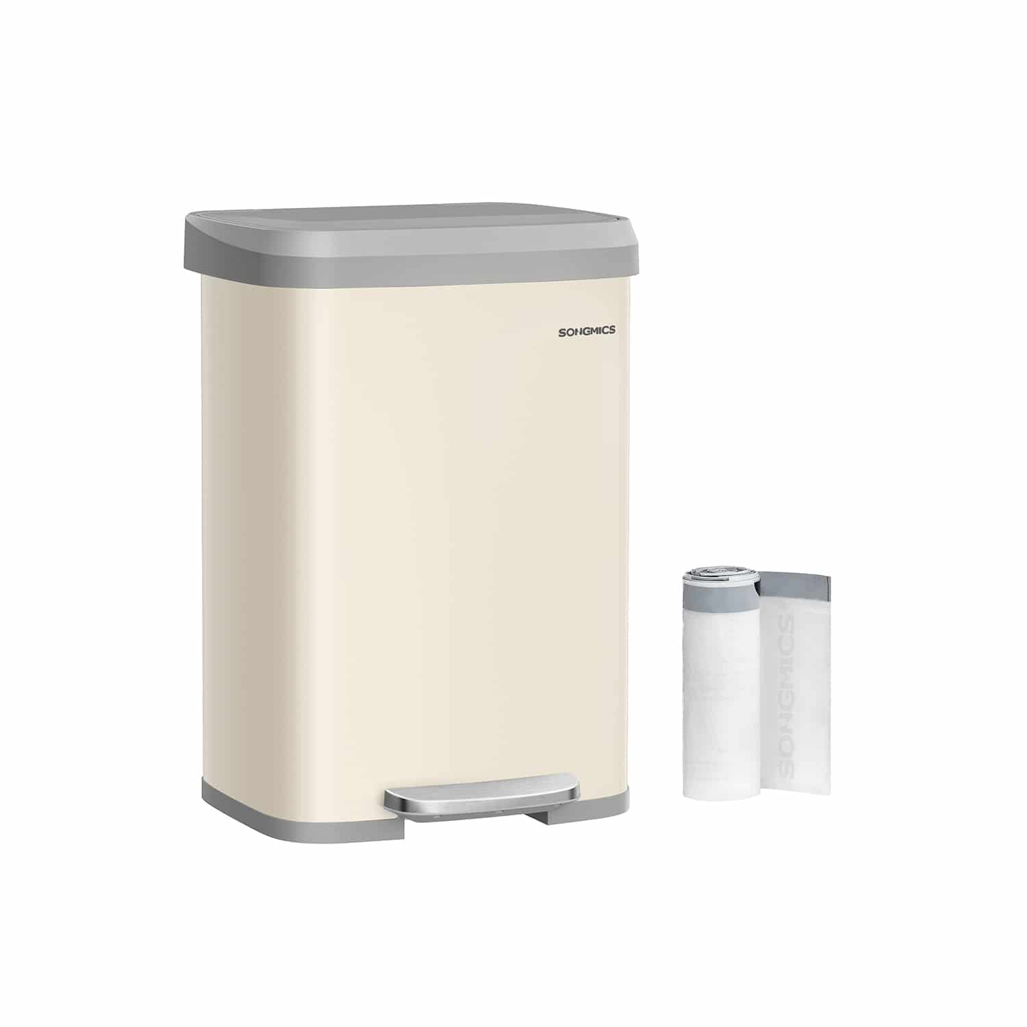 Mülleimer Küche mit Deckel 50 Liter sandbeige-taubengrau