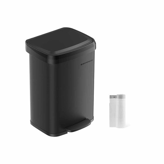 Mülleimer Küche 50 Liter aus Metall mit Deckel schwarz