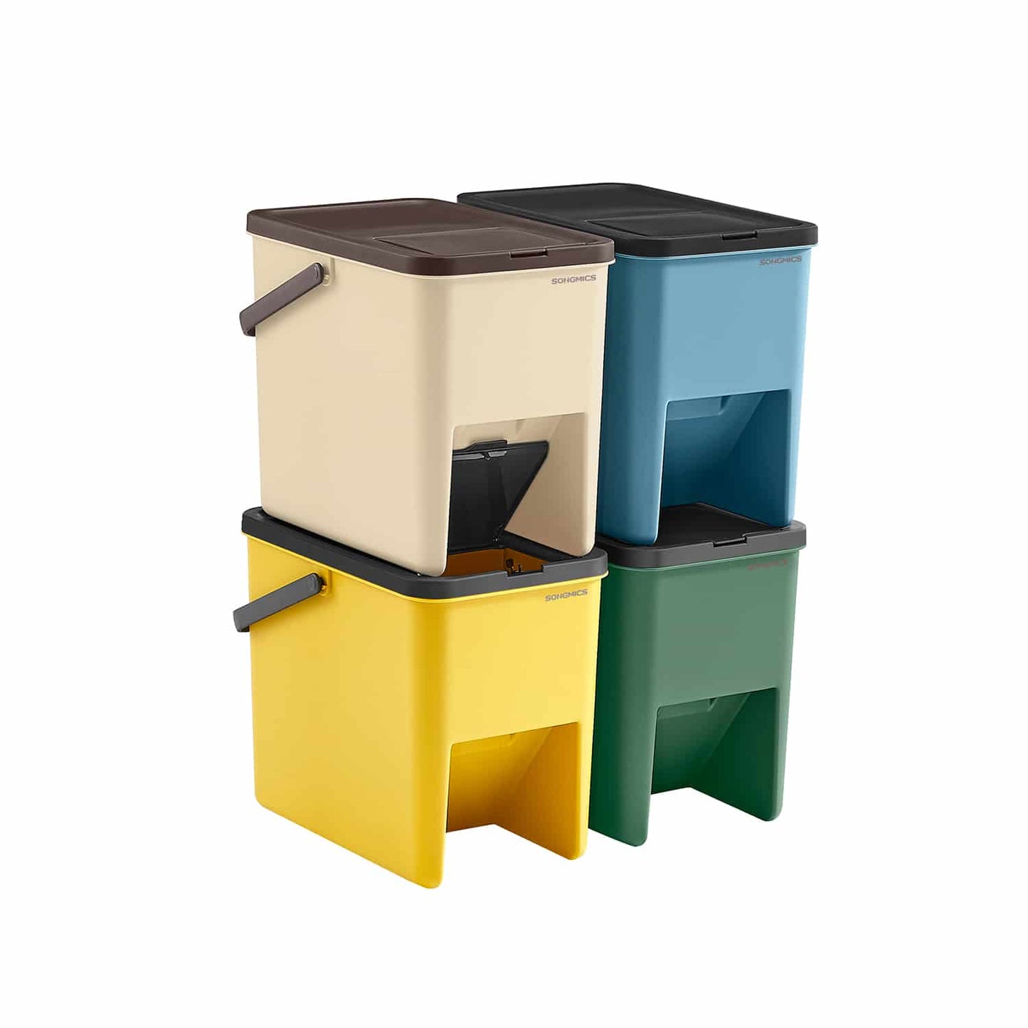 Mülleimer 4er Set je 20 L mit Aufklebern