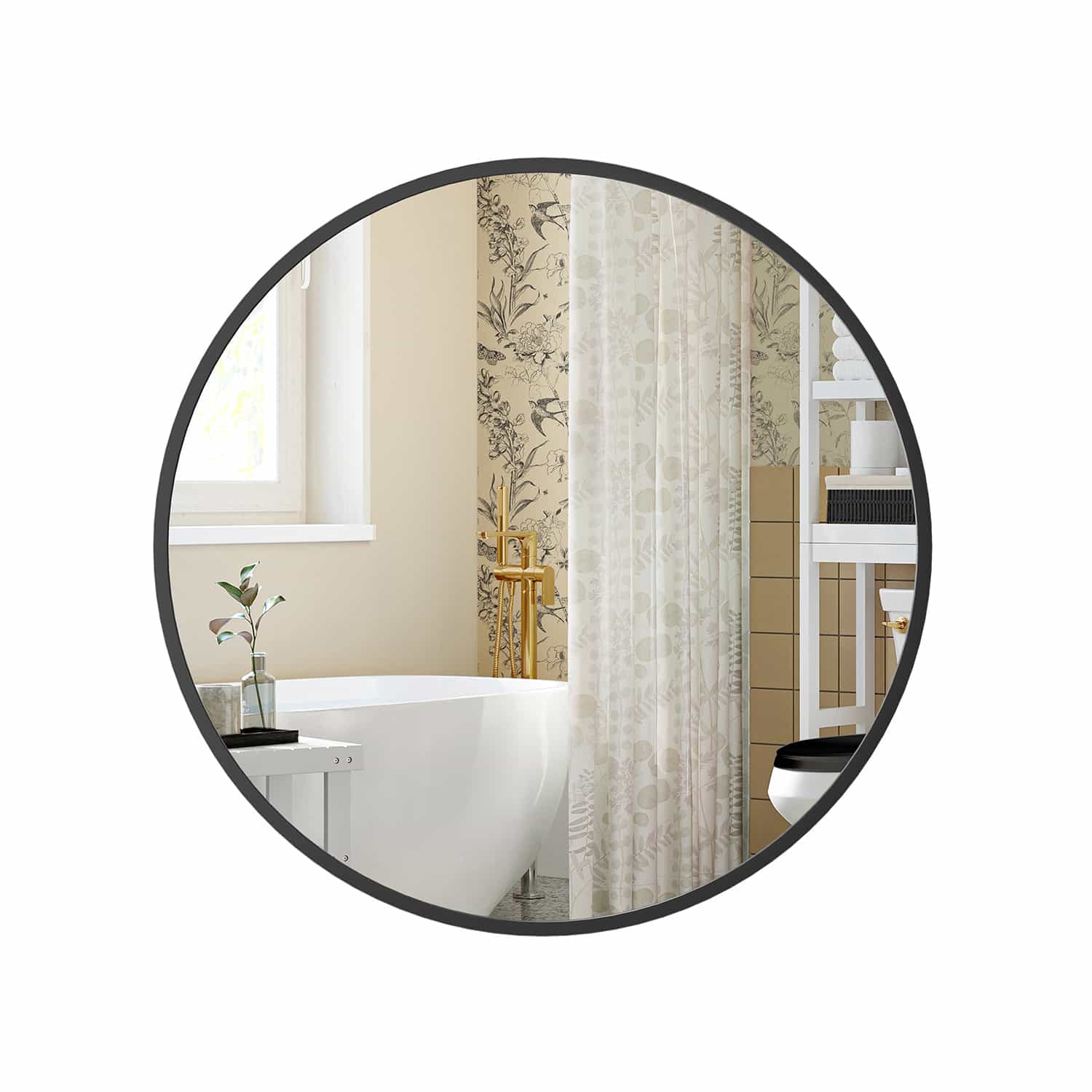 Wandspiegel modern einfache Montage tintenschwarz