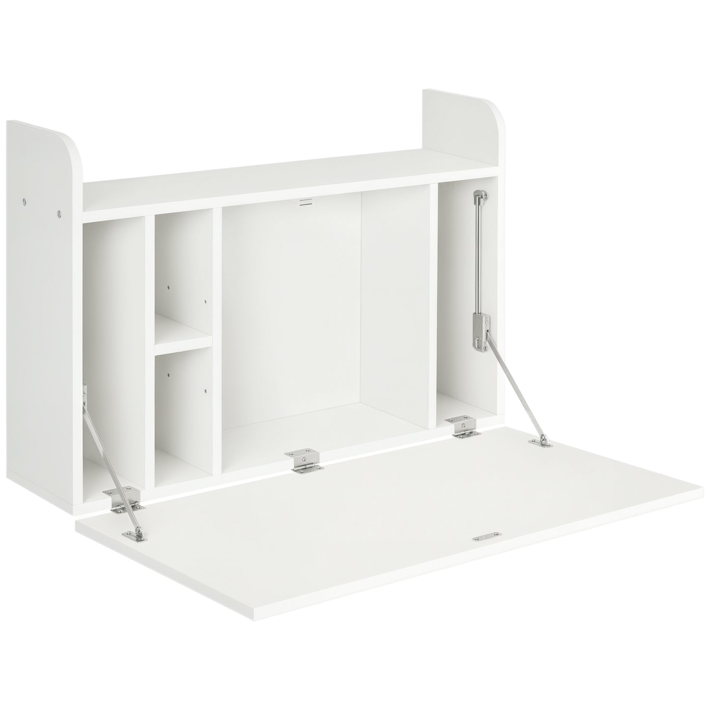 HOMCOM Wandtisch klappbar Wandklapptisch Schreibtisch mit Regalen großer Stauraum Computertisch Bürotisch Esstisch modernes Design Weiß 77x20x41 cm   Aosom