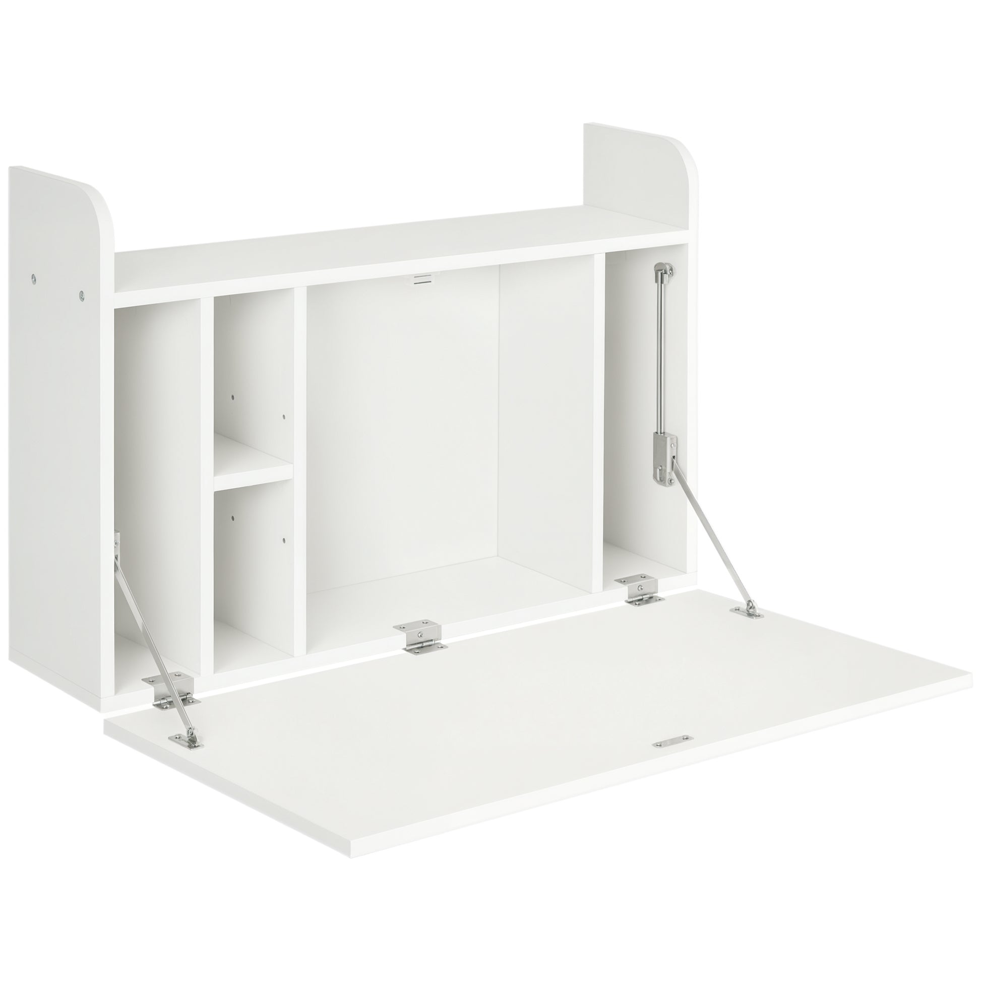HOMCOM Wandtisch klappbar Wandklapptisch Schreibtisch mit Regalen großer Stauraum Computertisch Bürotisch Esstisch modernes Design Weiß 77x20x41 cm   Aosom