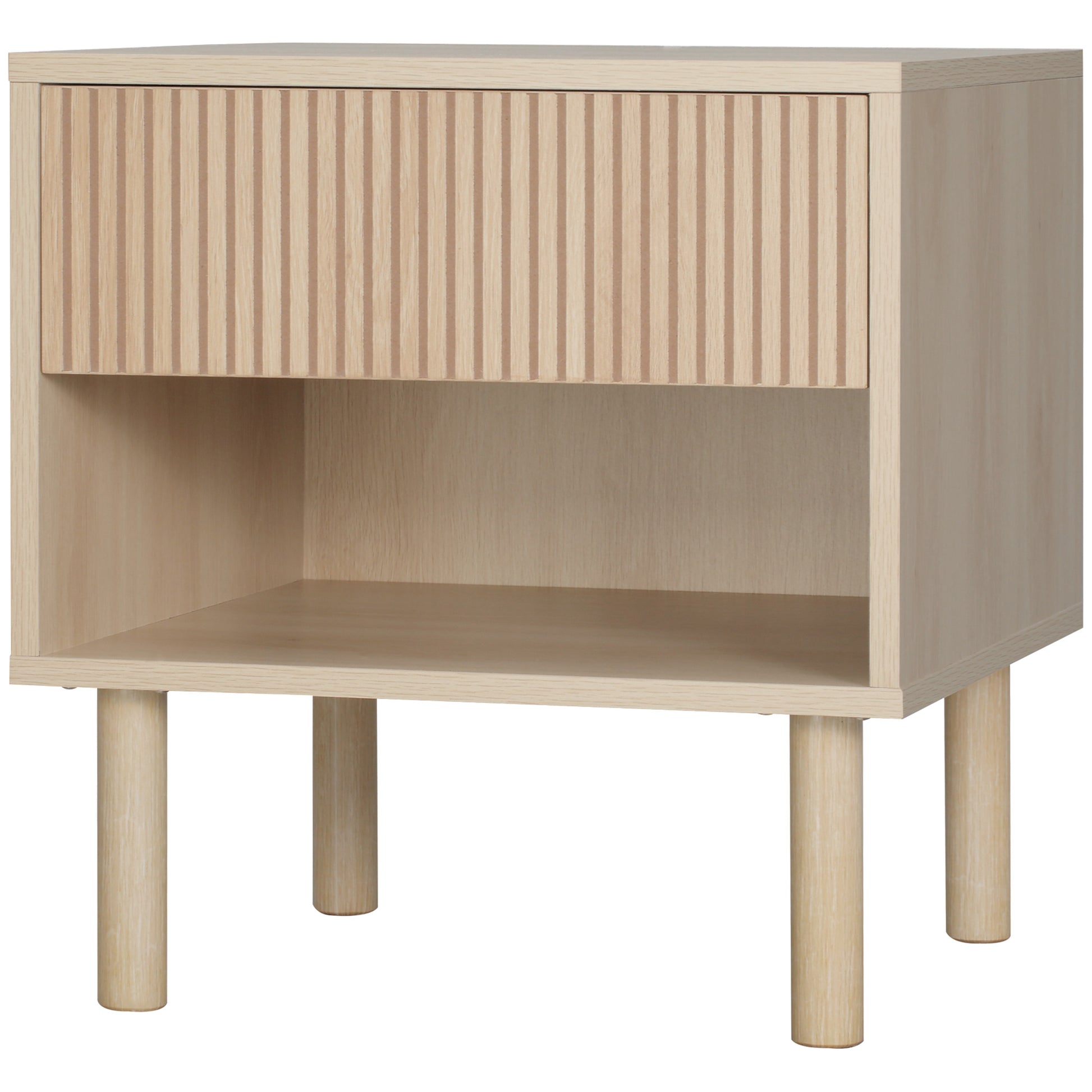 HOMCOM Nachttisch Nachtschrank mit Schublade und Fach Skandinavischer Stil 47 x 47 x 50 cm Naturholz   Aosom