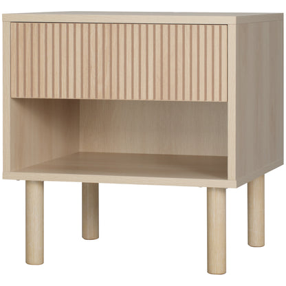 HOMCOM Nachttisch Nachtschrank mit Schublade und Fach Skandinavischer Stil 47 x 47 x 50 cm Naturholz   Aosom