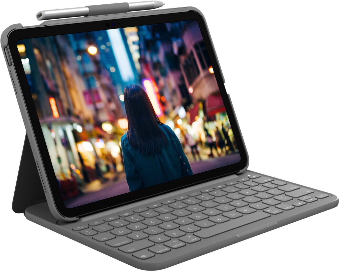 Logitech Slim Folio Tastatur und Foliohülle grafit für iPad 10. & 11 Generation