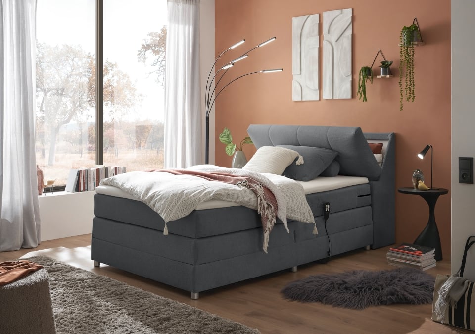 Boxspringbett Toulouse A von Ed Exciting Design Farbe Anthrazit – Motor, Stauraum &amp; Relaxfunktion H2