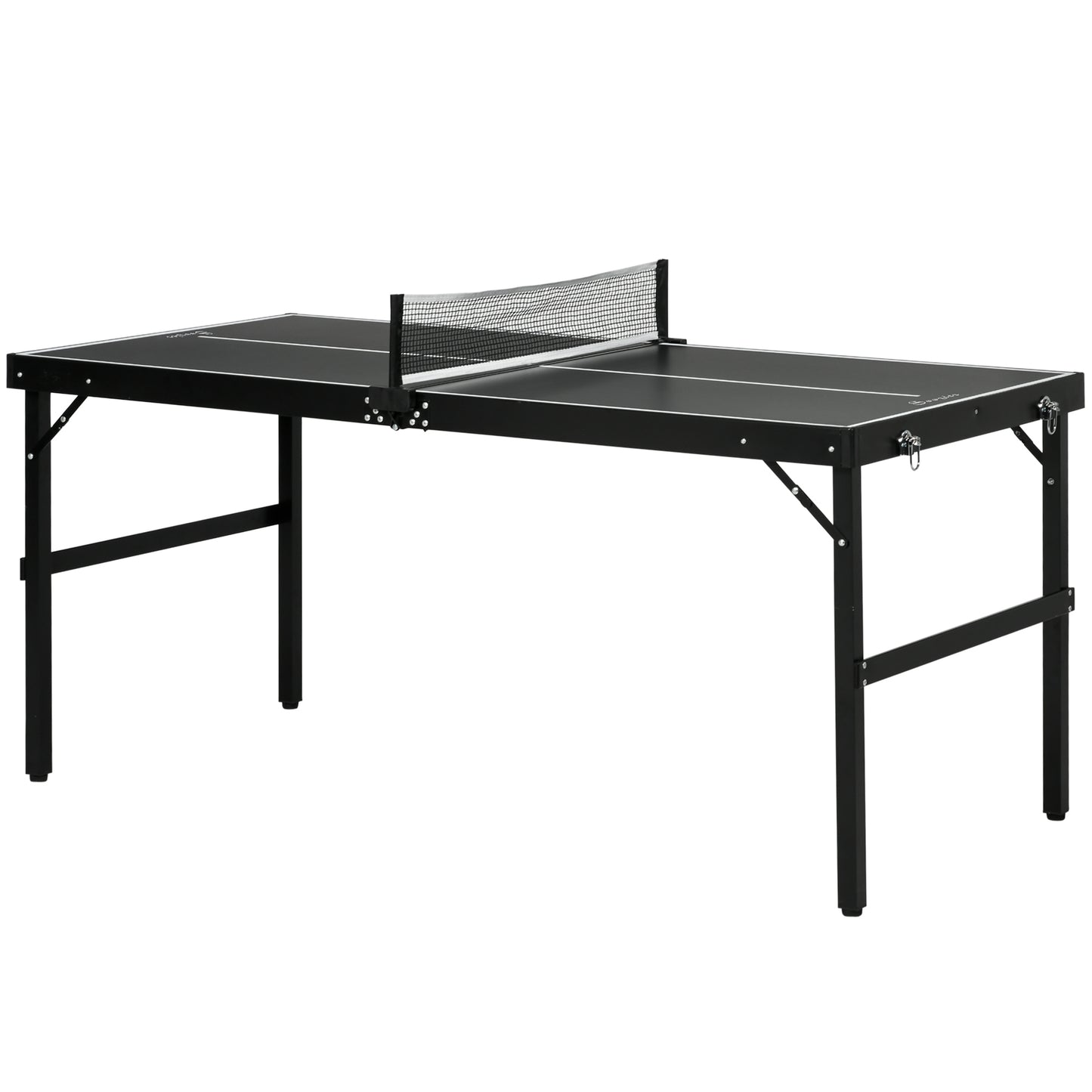 SPORTNOW Mini Tischtennisplatte klappbar Tennistisch Freizeittisch mit Netz & Griff, Indoor Spielset für Zuhause, Aluminium Schwarz   Aosom.de