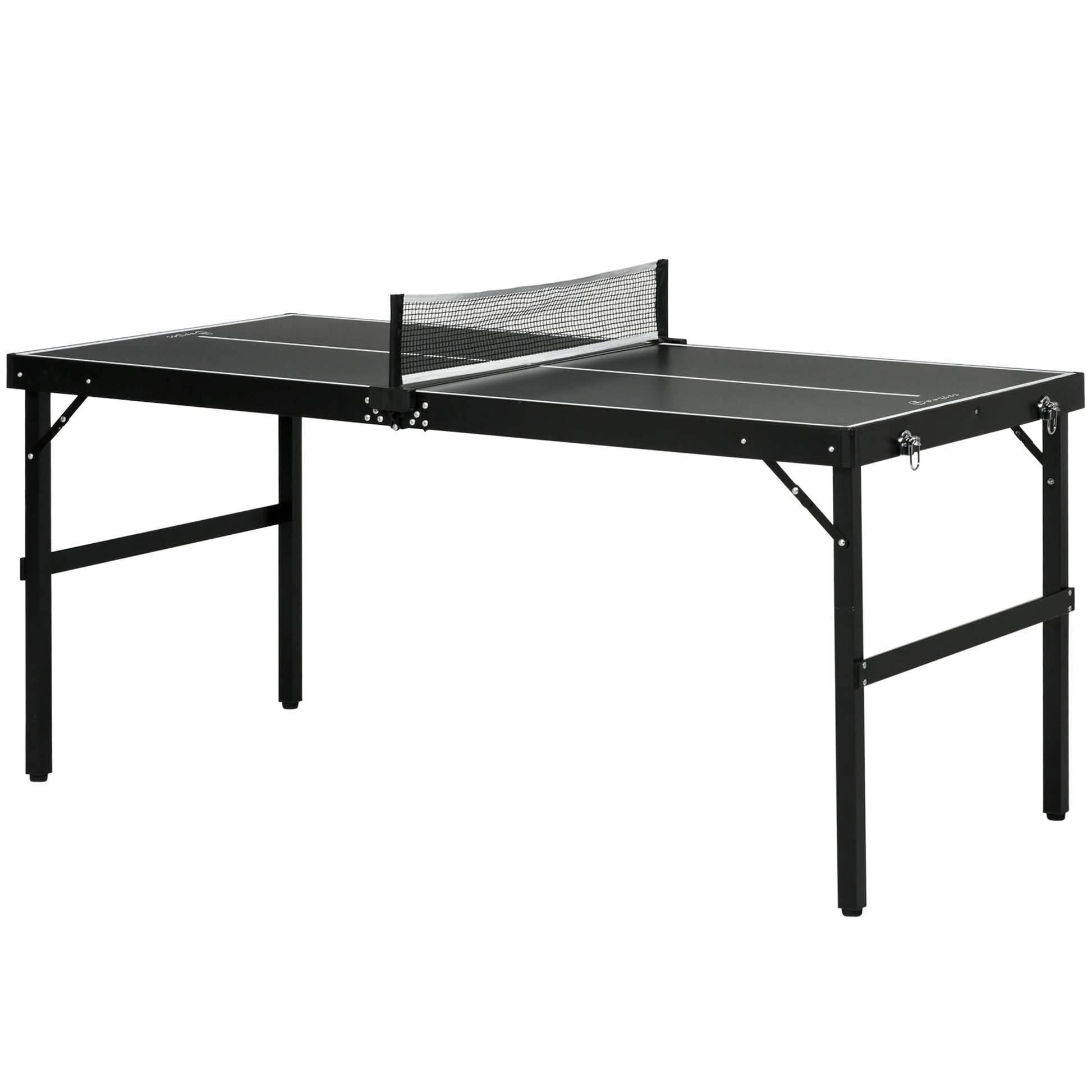 SPORTNOW Mini Tischtennisplatte klappbar Tennistisch Freizeittisch mit Netz & Griff, Indoor Spielset für Zuhause, Aluminium Schwarz   Aosom.de