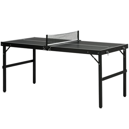 SPORTNOW Mini Tischtennisplatte klappbar Tennistisch Freizeittisch mit Netz & Griff, Indoor Spielset für Zuhause, Aluminium Schwarz   Aosom.de