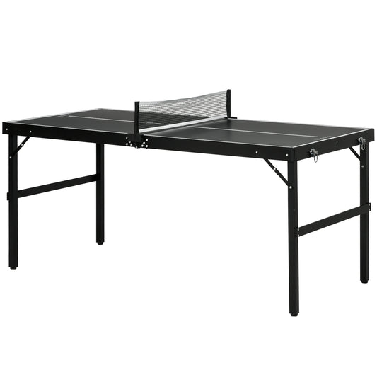 SPORTNOW Mini Tischtennisplatte klappbar Tennistisch Freizeittisch mit Netz & Griff, Indoor Spielset für Zuhause, Aluminium Schwarz   Aosom.de