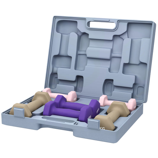 SPORTNOW Hantelset, 6er Set Hanteln mit Gewichten, Kurzhantelset aus Stahl, 1kg, 2kg, 3kg Kurzhanteln für Männer und Frauen, Dumbbell Set für Zuhause, Fitnessstudio, Krafttraining   Aosom