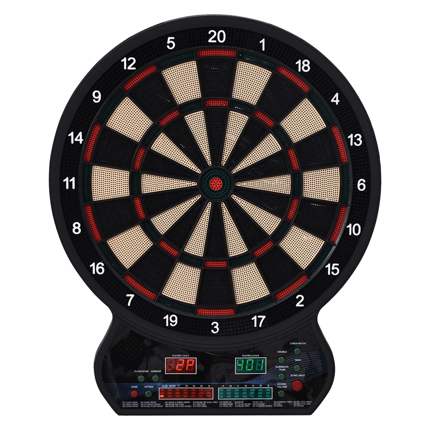 HOMCOM Elektronisches Dartspiel 27 Hauptspiele für bis zu 8 Spieler LED-Anzeige Schwarz   Aosom