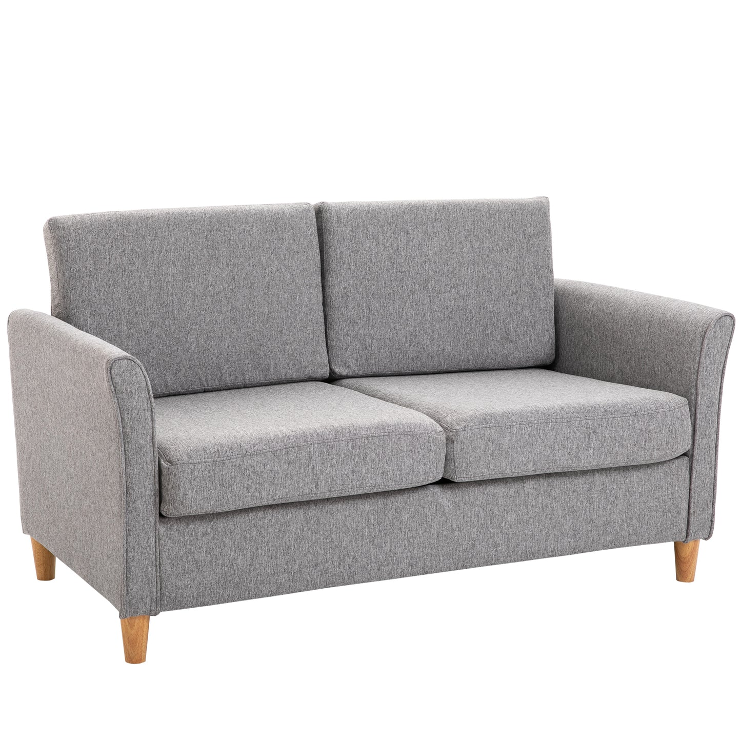 HOMCOM Doppelsofa gemütliches Sofa mit abnehmbaren Kissen aus Leinen in Hellgrau 141x65x78cm ideal für Wohnzimmer   Aosom.de