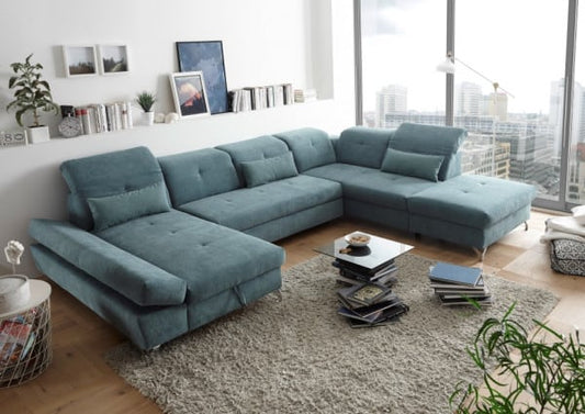 Wohnlandschaft Melfi von Ed Exciting Design – Modernes U-Form Sofa mit Schlaffunktion und Bettkasten