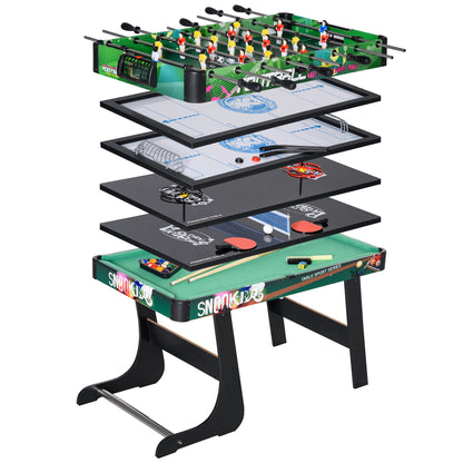 HOMCOM 6‑in‑1 Spieltisch klappbar – Kicker, Billard, Airhockey, Tischtennis, Ringwurf & Eishockey – für Kinder & Erwachsene, 118×104×71 cm   Aosom