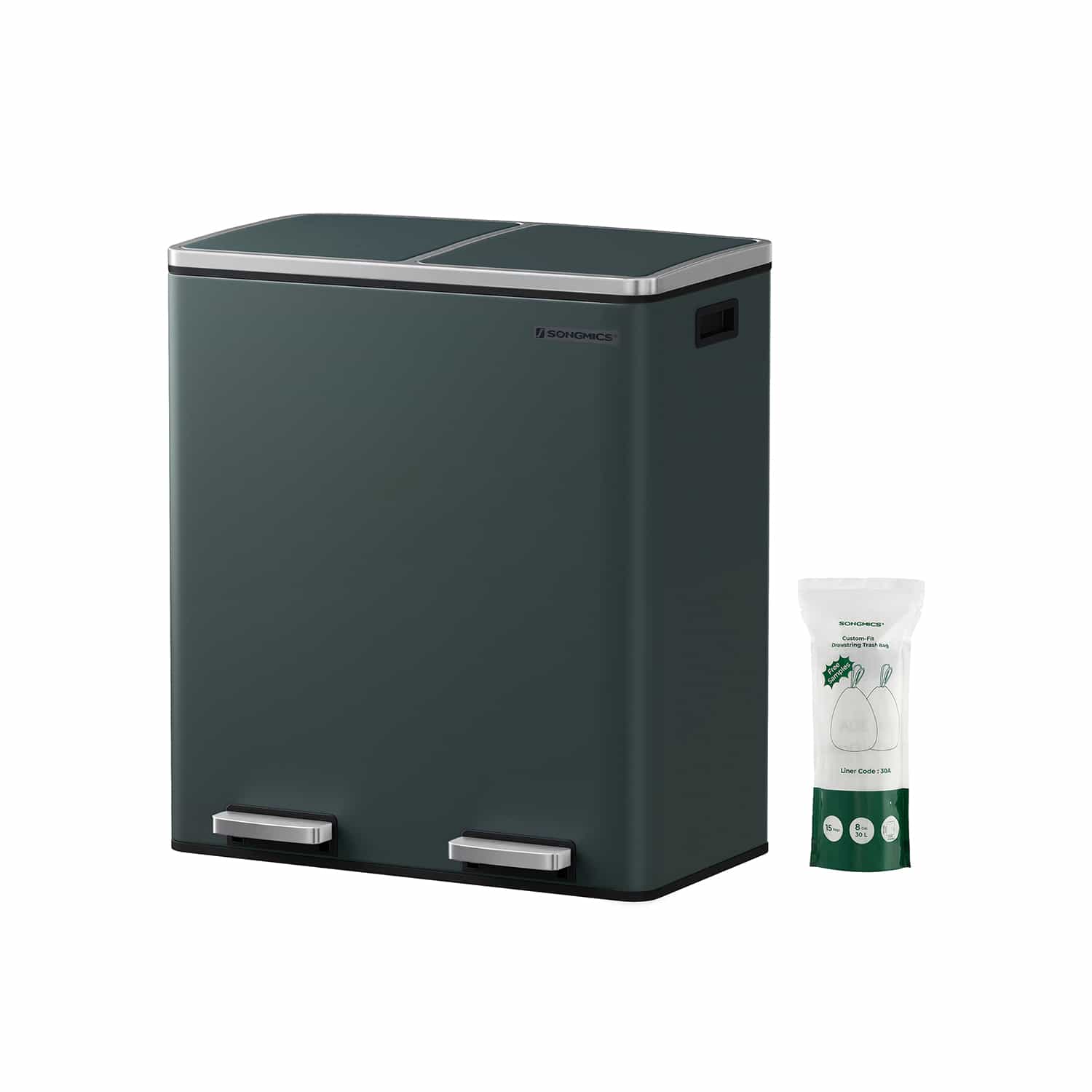 Mülleimer 60 Liter (2 x 30 L) Grau