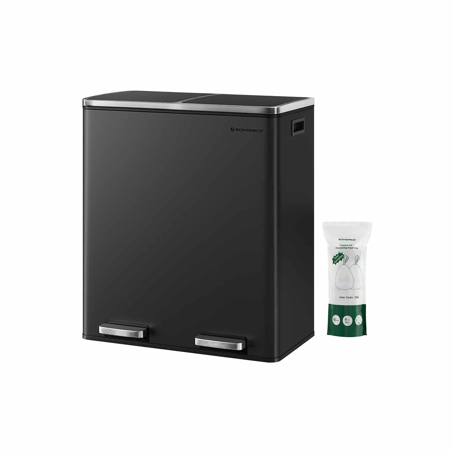 Mülleimer 60 Liter (2 x 30 L) Schwarz