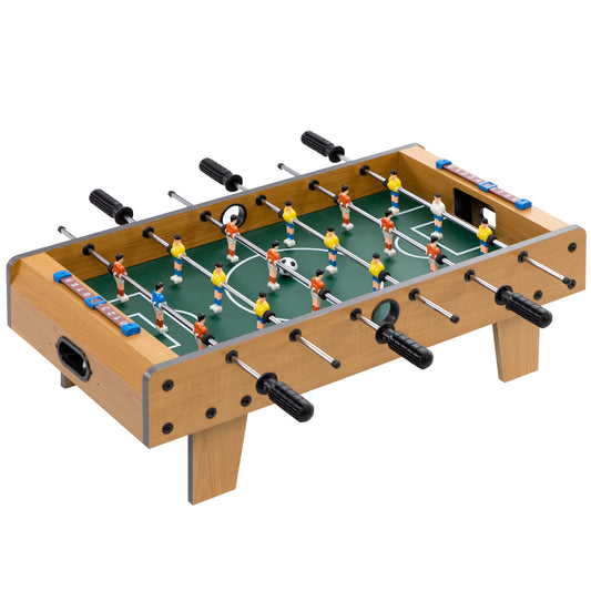 HOMCOM Mini Tischkicker Tischfußball inkl 2 Kickerbälle tragbarer Kickertisch mit Griffe, Kicker Tischfussball für Kinder Erwachsene Holz-Optik 69 x 36,5 x 22 cm Natur   Aosom