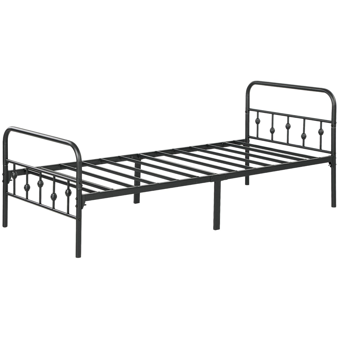 HOMCOM Bettrahmen für Matratze 200 x 90 cm, klappbar Bettgestell, 82,5 cm hoch Metallbett, Metallrahmenbett aus Metall, für Schlafzimmer Gästezimmer, Schwarz   Aosom