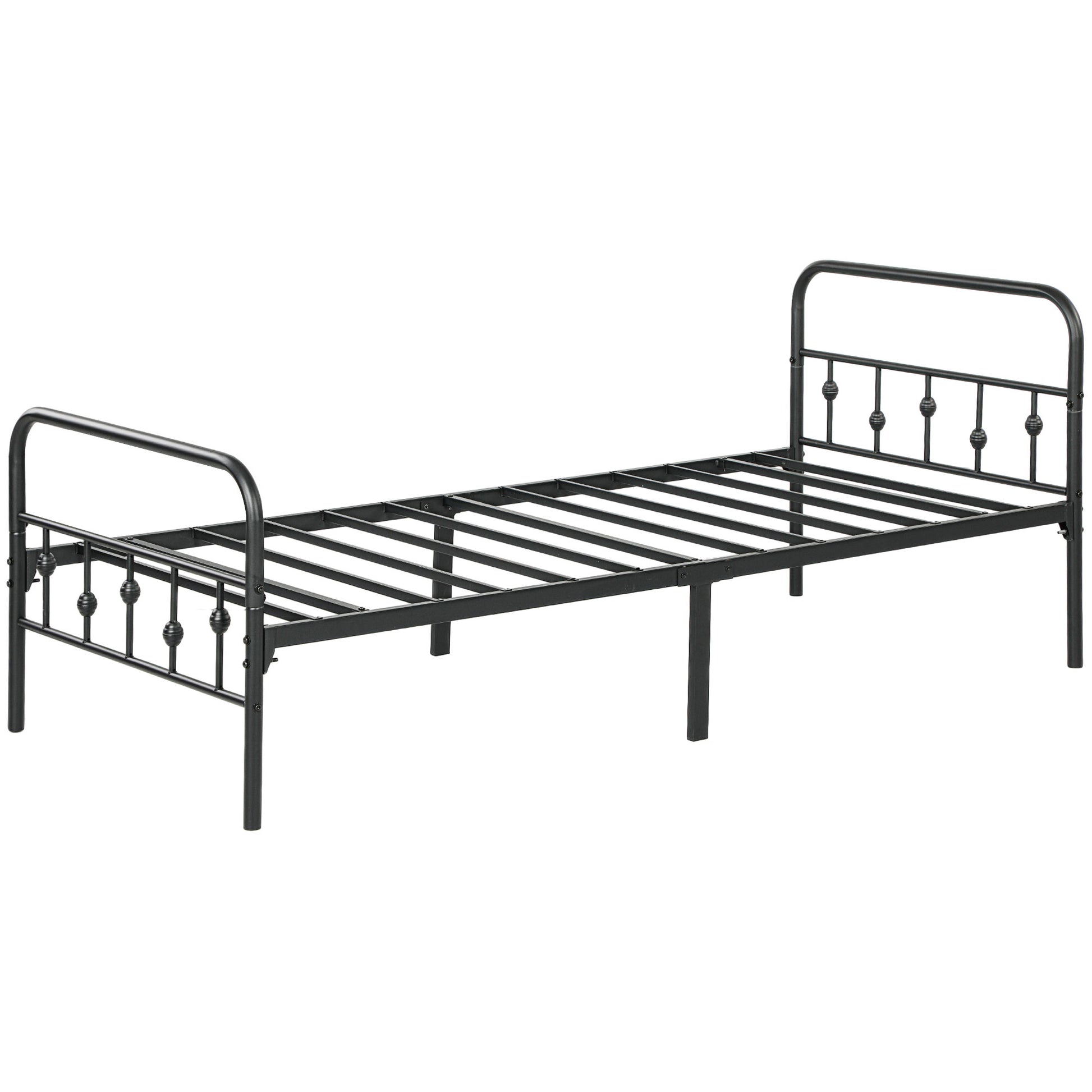 HOMCOM Bettrahmen für Matratze 200 x 90 cm, klappbar Bettgestell, 82,5 cm hoch Metallbett, Metallrahmenbett aus Metall, für Schlafzimmer Gästezimmer, Schwarz   Aosom