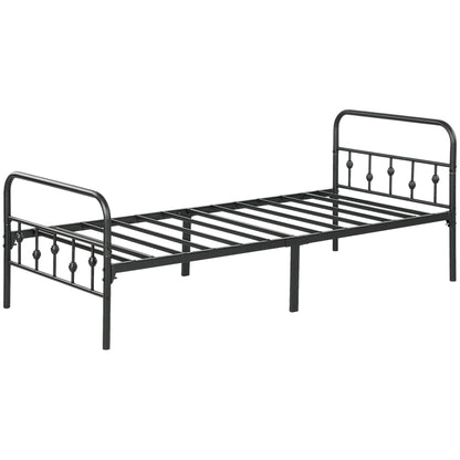 HOMCOM Bettrahmen für Matratze 200 x 90 cm, klappbar Bettgestell, 82,5 cm hoch Metallbett, Metallrahmenbett aus Metall, für Schlafzimmer Gästezimmer, Schwarz   Aosom
