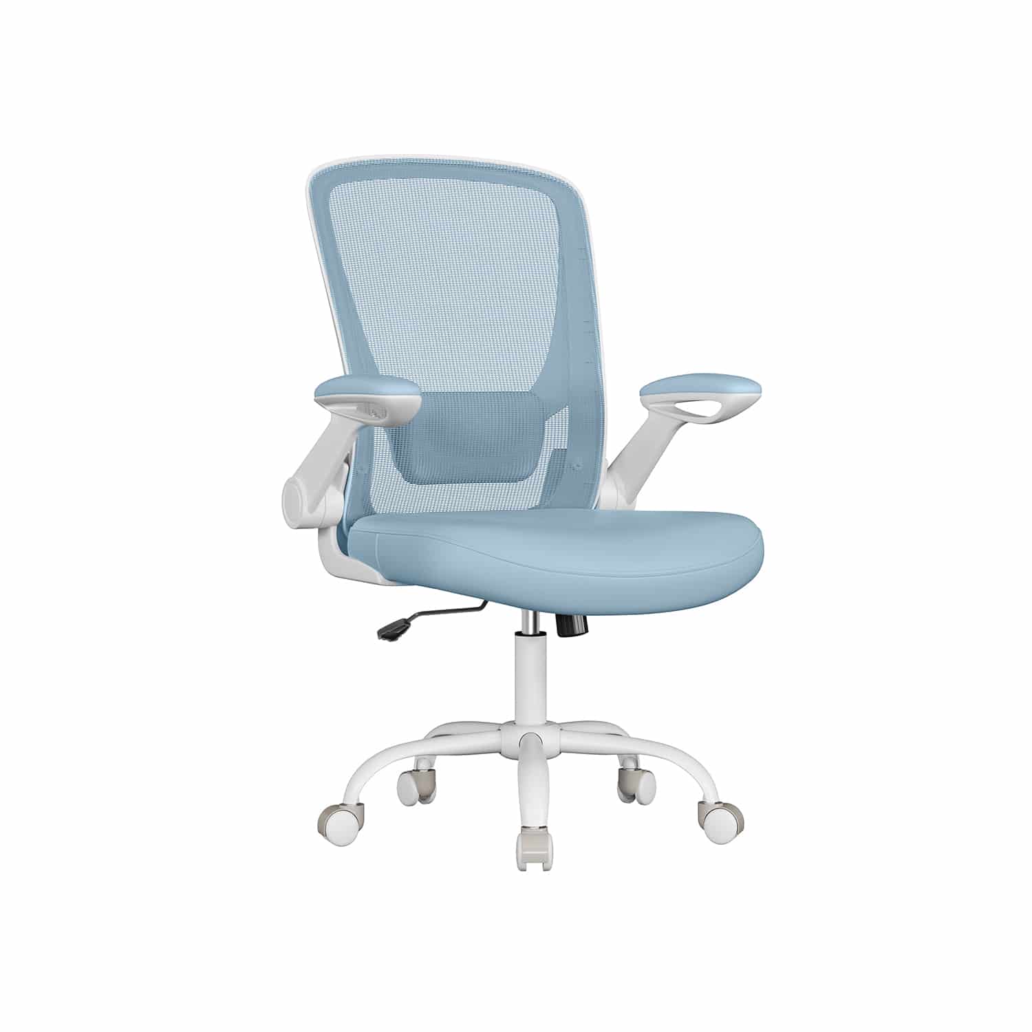 Bürostuhl ergonomisch klappbare Armlehnen nebelblau