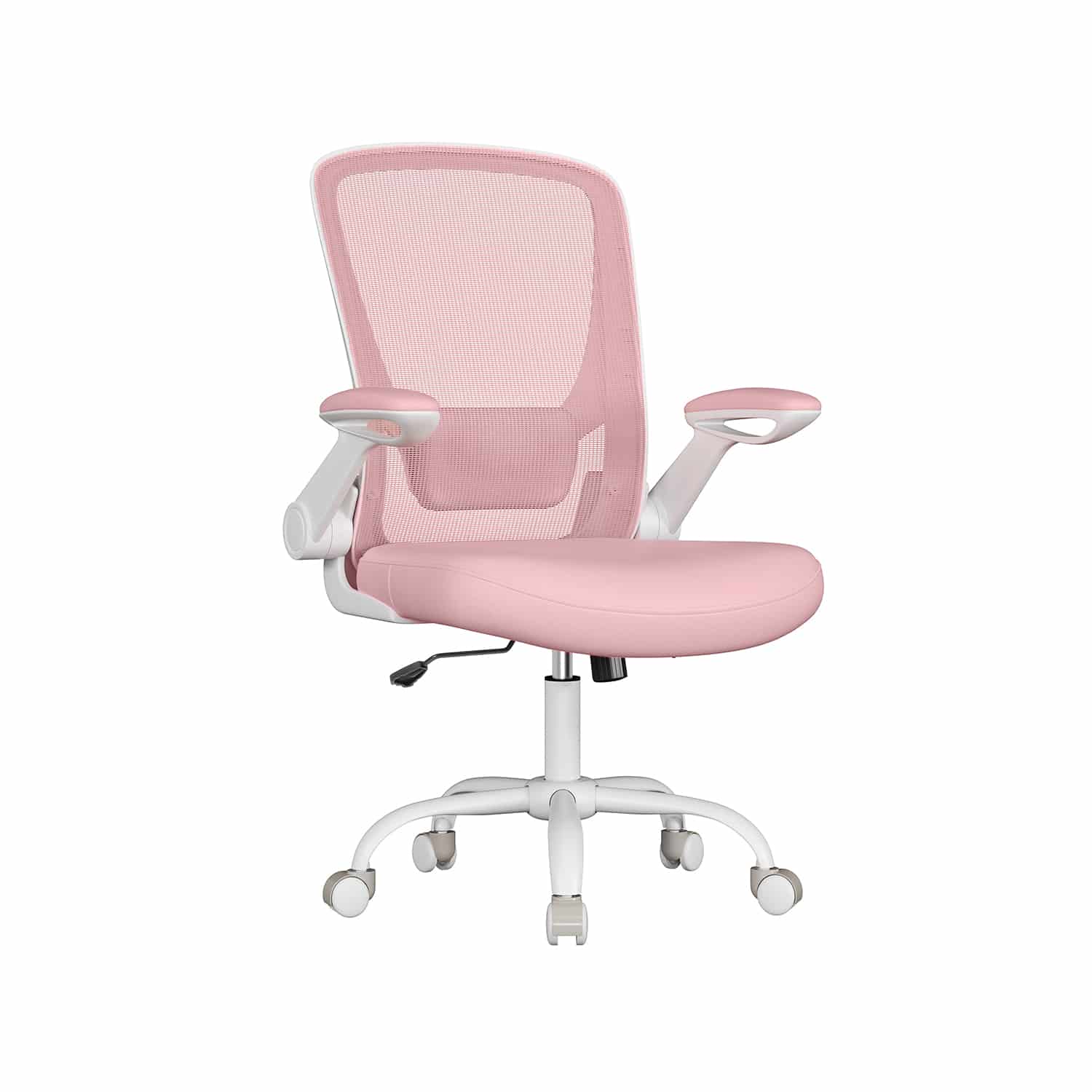 Bürostuhl gepolsterte Wippfunktion Armlehnen pastellrosa