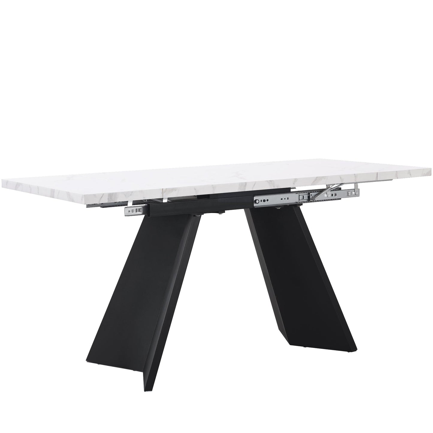 Ausziehbarer Esstisch, für Wohnzimmer und Homeoffice, 159x74x77 cm, Weiß＋Schwarz