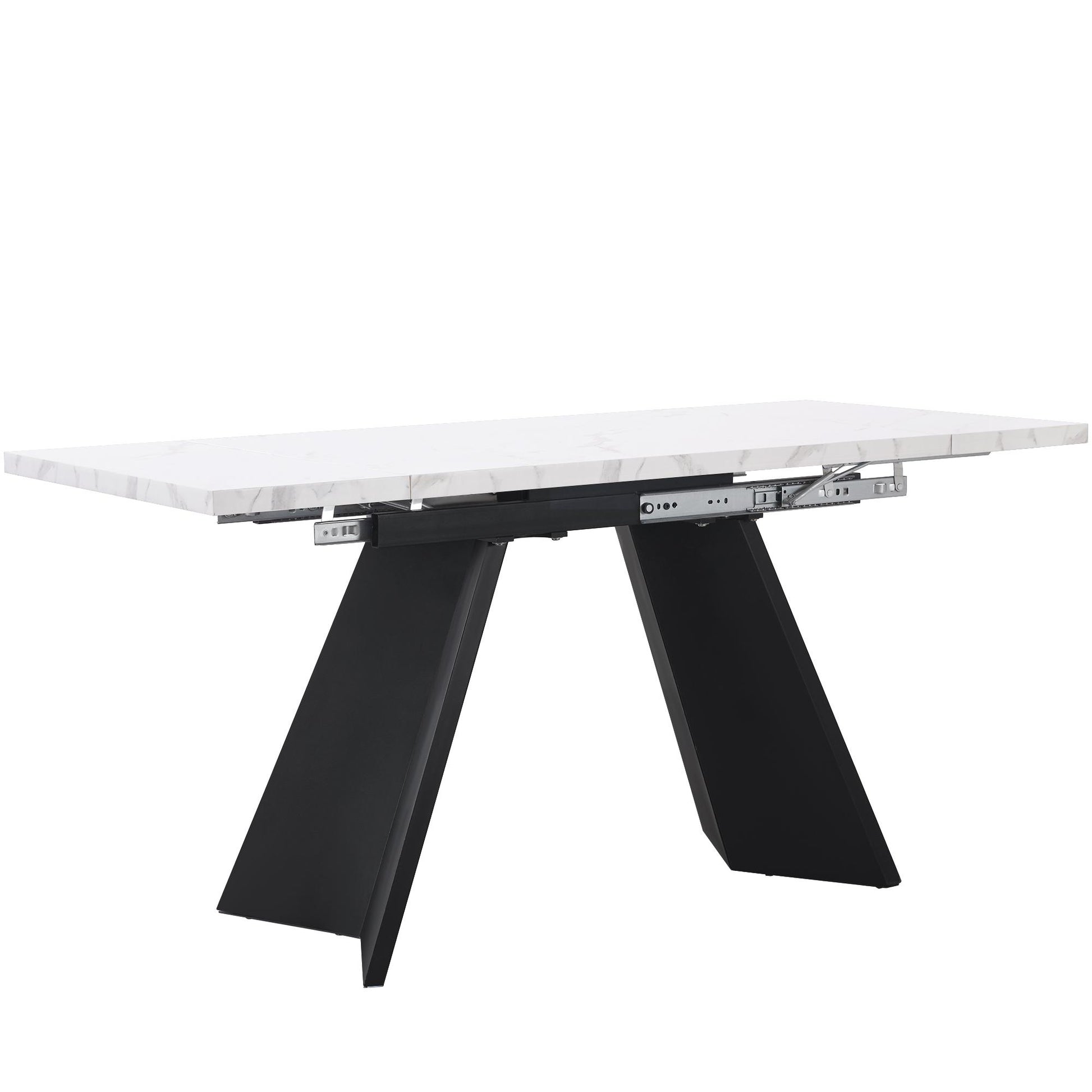 Ausziehbarer Esstisch, für Wohnzimmer und Homeoffice, 159x74x77 cm, Weiß＋Schwarz