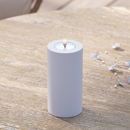 LED-Blockkerzen für den Außenbereich Ø 7,5 x 15 cm Verblasst Blau
